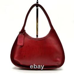 Old Coach Ergo Shoulder Bag 9027 Leather Red Charm Rare Metal USA Made Vintage