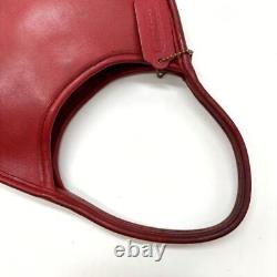 Old Coach Ergo Shoulder Bag 9027 Leather Red Charm Rare Metal USA Made Vintage