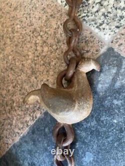 Old Vintage Rare Hand Forged Unique Design Rustic Iron Lamp Chain (metal Duck)