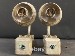 Old Vintage Rare Metal And Brass Electrical 2 Pc Wall Hanging Lamp