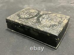Old Vintage Rare Metal Fine Engraved Silver Inlay Work Jewelry Multipurpose Box