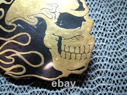 PRISONER CUSTOM HANDMADE FLAMING SKULL BIKER BELT BUCKLE! VINTAGE! RARE! 1980s