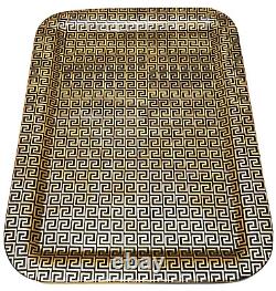 Piero Fornasetti Milano Rare Vintage Greca Pattern Gold Black Large Metal Tray