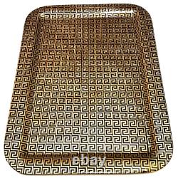 Piero Fornasetti Milano Rare Vintage Greca Pattern Gold Black Large Metal Tray