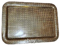 Piero Fornasetti Milano Rare Vintage Greca Pattern Gold Black Large Metal Tray