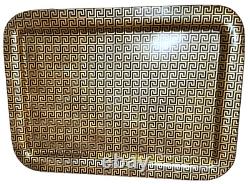 Piero Fornasetti Milano Rare Vintage Greca Pattern Gold Black Large Metal Tray