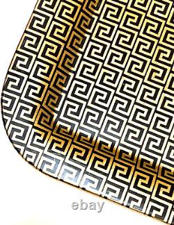 Piero Fornasetti Milano Rare Vintage Greca Pattern Gold Black Large Metal Tray