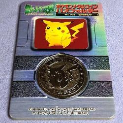 Pokemon Vintage Meiji Dairy Metal Coin No. 025 Pikachu with Rare Folder #0652