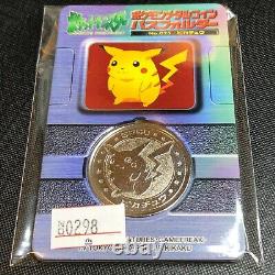 Pokemon Vintage Meiji Dairy Metal Medal No. 025 Pikachu with Rare Folder #0298