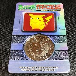 Pokemon Vintage Meiji Dairy Metal Medal No. 025 Pikachu with Rare Folder #0298