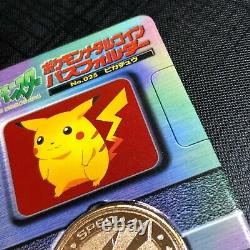 Pokemon Vintage Meiji Dairy Metal Medal No. 025 Pikachu with Rare Folder #0336