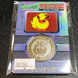 Pokemon Vintage Meiji Dairy Metal Medal No. 136 Flareon with Rare Folder #0306