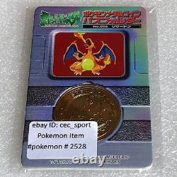 Pokemon Vintage Meiji GOLDEN Metal Medal No. 006 Charizard with Rare Folder #2528