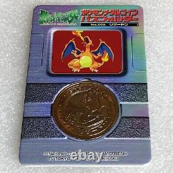 Pokemon Vintage Meiji GOLDEN Metal Medal No. 006 Charizard with Rare Folder #2528