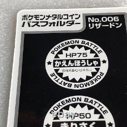 Pokemon Vintage Meiji GOLDEN Metal Medal No. 006 Charizard with Rare Folder #2528