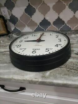 RARE 24 Hour Vintage IBM Industrial School Military Glass Clock 14 Metal 95925