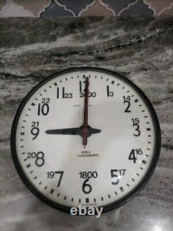 RARE 24 Hour Vintage IBM Industrial School Military Glass Clock 14 Metal 95925
