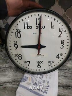 RARE 24 Hour Vintage IBM Industrial School Military Glass Clock 14 Metal 95925