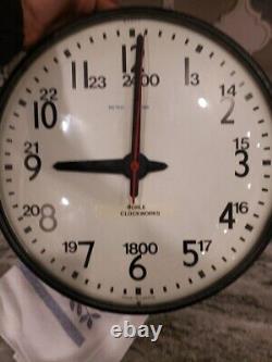 RARE 24 Hour Vintage IBM Industrial School Military Glass Clock 14 Metal 95925