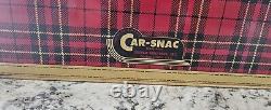 RARE ANTIQUE COMPLETE SET Vintage 1950's Car-Snac Metal Plaid Auto Car Picnic