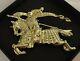 Rare Burberry Gold Plated Equestrian Knight Antique Brooch Vintage Solid Brass