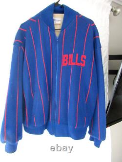 RARE FIND Vintage Buffalo Bills Cliff Engle Lined Sweater Jacket Metal Zip Med