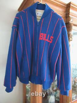 RARE FIND Vintage Buffalo Bills Cliff Engle Lined Sweater Jacket Metal Zip Med
