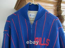 RARE FIND Vintage Buffalo Bills Cliff Engle Lined Sweater Jacket Metal Zip Med