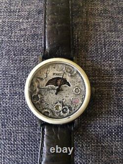 RARE! Fossil Moon Landing Watch WORKS! Sun Copper Japan FM-1815 Vintage FLAW