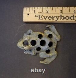 RARE Metal Frog Flower Frog 8 Holes Antique Hard to Find