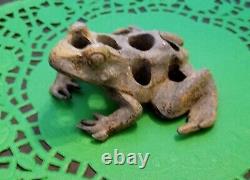 RARE Metal Frog Flower Frog 8 Holes Antique Hard to Find