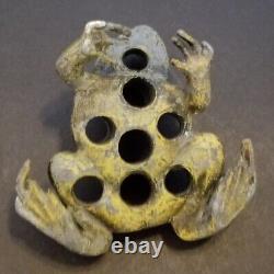 RARE Metal Frog Flower Frog 8 Holes Antique Hard to Find