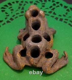 RARE Metal Frog Flower Frog 8 Holes Antique Hard to Find