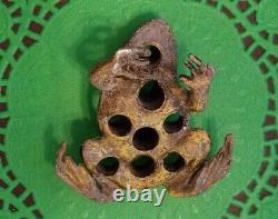 RARE Metal Frog Flower Frog 8 Holes Antique Hard to Find