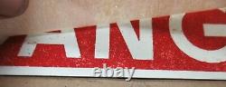 RARE NOS Vintage Danger Sign Metal Glass Smaltz Paint Industrial Tabaco paper