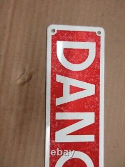RARE NOS Vintage Danger Sign Metal Glass Smaltz Paint Industrial Tabaco paper