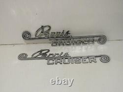 RARE Pair Perris Cruiser Emblems Trim trailer Metal Vintage Nameplates Chrome