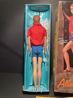 RARE VHTF Vintage Barbie Ken ALLAN Bend Leg Doll withbox/stand/swimsuit/sandals