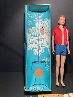 RARE VHTF Vintage Barbie Ken ALLAN Bend Leg Doll withbox/stand/swimsuit/sandals