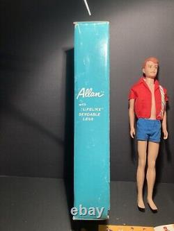 RARE VHTF Vintage Barbie Ken ALLAN Bend Leg Doll withbox/stand/swimsuit/sandals