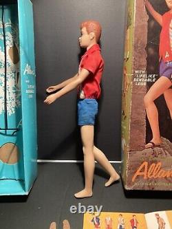 RARE VHTF Vintage Barbie Ken ALLAN Bend Leg Doll withbox/stand/swimsuit/sandals