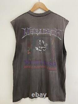 RARE VTG 90s 1995 MEGADETH YOUTHANASIA ROCK METAL faded metallica fog T-SHIRT XL