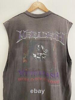 RARE VTG 90s 1995 MEGADETH YOUTHANASIA ROCK METAL faded metallica fog T-SHIRT XL