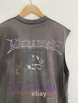 RARE VTG 90s 1995 MEGADETH YOUTHANASIA ROCK METAL faded metallica fog T-SHIRT XL