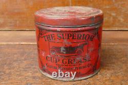 RARE Vintage 1910s/1920s Galena SUPERIOR CUP GREASE 3lb Metal Grease Oil Can
