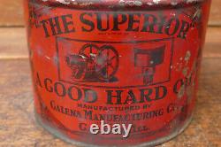 RARE Vintage 1910s/1920s Galena SUPERIOR CUP GREASE 3lb Metal Grease Oil Can