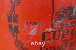 RARE Vintage 1910s/1920s Galena SUPERIOR CUP GREASE 3lb Metal Grease Oil Can