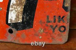 RARE Vintage 1940s Original 7up Likes You SODA POP Metal Advertising FLANGE SIGN
