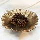 Rare Vintage Cast Metal Leaf Bowl Brass Bronze Tone Finish Mid Century Modern