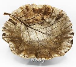 RARE Vintage Cast Metal Leaf Bowl Brass Bronze Tone Finish Mid Century Modern